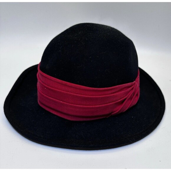Vintage Laura Ashley Wool Felt Hat Black Dark Academia Retro Indie Sleaze